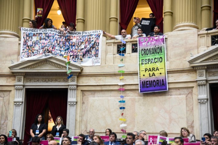 Familiares y sobrevivientes de Cromañón en el recinto de la Cámara de Diputados l Foto: HCDN