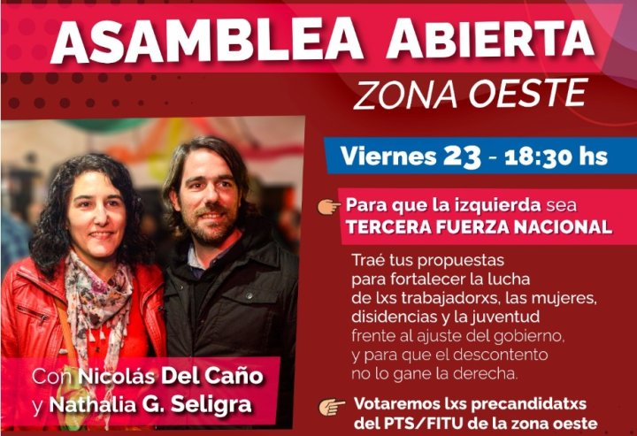 La invitación a que te sumes a la asamblea abierta del PTS FIT-U en la zona oeste del GBA