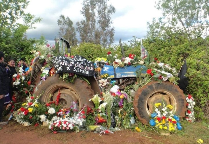 Tractor en el que fue asesinado Camilo Catrillanca