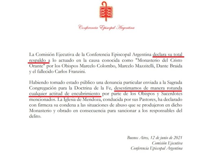 Comunicado de la CEA (subrayado nuestro)