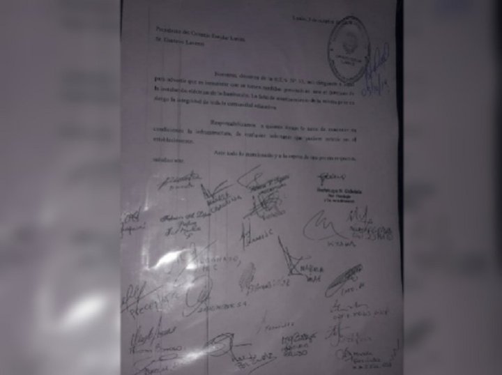 Carta presentada desde la escuela