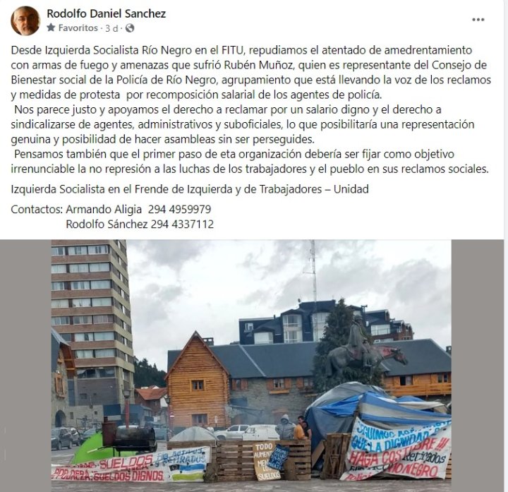 Comunicado de IS Bariloche publicado por sus referentes