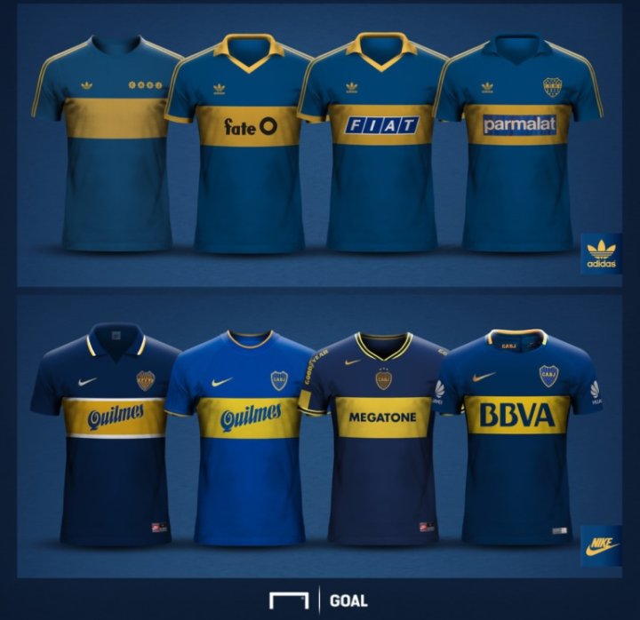 Las camisetas de Boca más emblemáticas de los últimos 40 años. Imagen: sitio Goal.