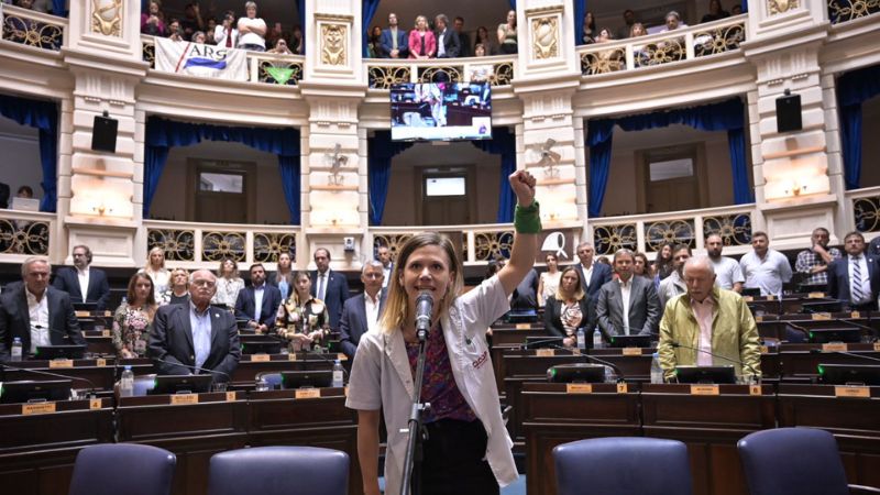 Durante la jura como diputada en la Legislatura bonaerense